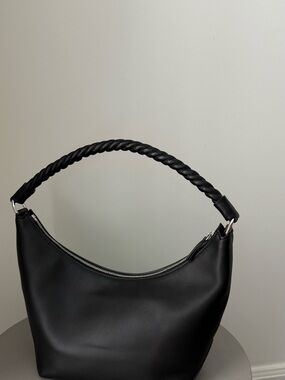 Jenni Kayne Black Braided-Handle Hobo Shoulder Bag